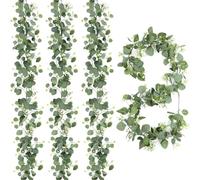 Ghirlanda di Eucalipto in Finta Pianta, 1,8m, 4 Pezzi Piante Pendenti Artificiali, Vite di Eucalipto Artificiali con Foglie, Verde Ghirlanda Piante Finte, per la Cerimonia Nuziale, Casa