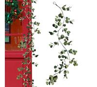 Ghirlanda di eucalipto per tavolo,Rameau verde decorativo 1,8 m, a LED per scala interna esterna - decorazione interna esterna