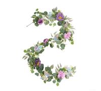 Ghirlanda di fiori artificiali, 180 cm, con steli girevoli e sei farfalle 3D per decorazione centrotavola per banchetti (C)