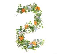 Ghirlanda di fiori artificiali con farfalle 3D, 180 cm, per splendide decorazioni (E)