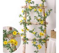 Ghirlanda di fiori artificiali realistici con margherite e girasoli per interni ed esterni, decorazione per la casa, 175 cm, composizione floreale realistica (giallo)