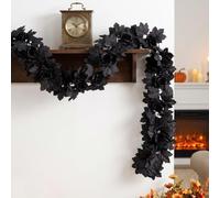 Ghirlanda di foglie d'acero artificiale nera, 2 m, in seta, per Halloween, Ringraziamento, da appendere alla parete, decorazione autunnale, decorazione per la casa, forniture per feste