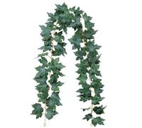 Ghirlanda di foglie d'acero artificiali, 1,5 m, decorazione autunnale realistica, foglie di seta da appendere per il Ringraziamento, Halloween, tavolo, caminetto, porta, portico, verde, giallo, rosso