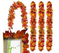 Ghirlanda di Foglie d'Autunno - Schiuma di Tessuto di Seta | Decorazione Autunno 4 Pezzi ConFiglie d'Acero Artificiali | Halloween Dëcorationdecorazione della casa per balcone appartamento