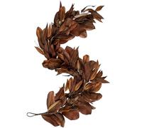 Ghirlanda di foglie di magnolia marrone con clip per il portico da tavolo da cappotto interno (280 cm)