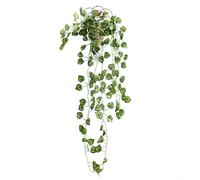 Ghirlanda di foglie di vite artificiali in rattan con 9 steli, in seta, verde, Epipremnum Aureum, da appendere, per casa, matrimoni, feste, ufficio, negozio, decorazione da parete e giardino (foglie