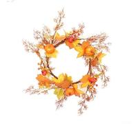 Ghirlanda di foglie e zucca per decorazione autunnale, con zucche in schiuma e foglie di seta su una vite leggera da 60 cm, adatta per Halloween e Ringraziamento (30 cm)