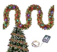 Ghirlanda di ghirlande di Natale con luci a LED, ghirlanda di luci a LED, 16,4 piedi con luci a LED, strisce ShinyLight a batteria, decorazione natalizia pre-illuminata per maria