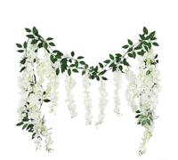 Ghirlanda di glicine artificiale bianca, 2 pezzi, ghirlanda di fiori in seta, piante da appendere per casa, giardino, decorazione per feste, lunghezza 1,85 m
