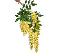 Ghirlanda di glicine artificiale con anatomia dettagliata e steli verdi flessibili per appendere alla parete e centrotavola da tavolo (giallo)
