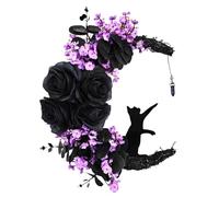 Ghirlanda di Halloween con luce | Halloween Moon Door Wreath - Luminosa corona di Halloween Moon Cat Garland per la finestra di festa a casa parete interna esterna