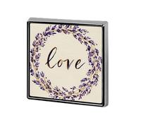 Ghirlanda di lavanda con le parole d'amore, spille e spille unisex quadrata leggera bavero distintivo gioielli per abbigliamento scialle cappello