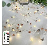 Ghirlanda di luci a forma di petardo, con gioielli in acrilico, 2 m, 100 LED, funzionamento a batteria, stile bohémien, lucciola stellata, con telecomando e timer, decorazione per fai da te, ghirlande