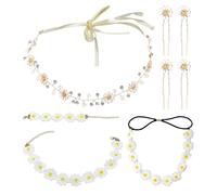 Ghirlanda Di Margherite Da 1 Pezzo, Forcelle Per Capelli Da 4 Pezzi, Fascia Per Capelli Da 1 Pezzo, Collana Da 1 Pezzo, Braccialetto Da 1 Pezzo, Puntelli Da Viaggio Per Foto.