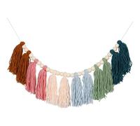 Ghirlanda di nappe di cotone, decorazione colorata per compleanno, arcobaleno bohémien, ghirlanda con nappe, fatta a mano, per baby shower, feste di compleanno, aule, dormitori, asili nido (verde rosa
