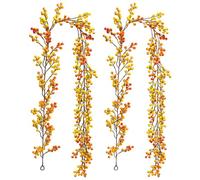 Ghirlanda di Natale 2 pezzi Ghirlanda di bacche dorate artificiali flessibili da 6, 4 piedi per l'arredamento delle vacanze invernali del camino di Natale del Ringraziamento