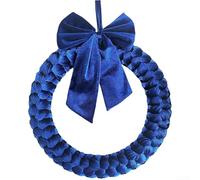 Ghirlanda di Natale, 35,6 cm, fatta a mano, in velluto, con ornamento di Babbo Natale, perfetta per le vacanze, ghirlanda floccata fatta a mano a maglia con fiori (3 di 3)