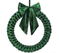 Ghirlanda di Natale, 35,6 cm, fatta a mano, in velluto, con ornamento di Babbo Natale, perfetta per le vacanze, ghirlanda floccata fatta a mano a maglia con fiori (4 di 4)