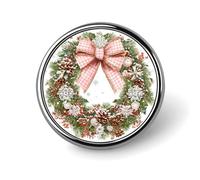 Ghirlanda di Natale ad acquerello con un fiocco spilla rotonda per uomo donna moda distintivo collare pin vestito giacca zaino accessori