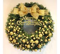 Ghirlanda di Natale, Anello di Fiori di Natale Ghirlanda di Natale, Decorazioni per ghirlande di Natale per Porta Ghirlanda Decorata Pre-illuminata con Fiocco e Lettera per la Vita all'aperto