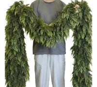 Ghirlanda di Natale artificiale in cedro da 2,7 m, con tocco realistico, morbida e spessa, ghirlanda finta in verde pieno per camino, porta d'ingresso, interno ed esterno, decorazione natalizia per ca