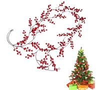 Ghirlanda di Natale, bacche rosse artificiali da 78 pollici e corona invernale finta, caratteristica di design realistico, decorazione per le vacanze per albero del interno ed esterno,