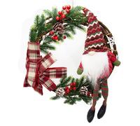 Ghirlanda di Natale con gnomo cappello Rosso 50cm Wisdom