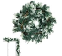 Ghirlanda di Natale - Gancio di decorazioni di benvenuto - Ghirlanda di pino per Natale con Real Inverno, per la casa la mensola del caminetto, le scale, il portico la fattoria e la festa