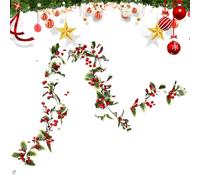 Ghirlanda di Natale - Ghirlanda 69 pollici | Decorazione PP, verde ispirata alla natura con foglie e frutti di bosco. Il Design Festivo Aggiunge Fascino A Camini, Balaustre, Corone, Pezzi Int
