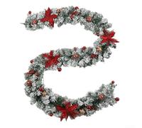 Ghirlanda di Natale, ghirlanda di abete artificiale con bacche rosse e palline per interni scale mantello camino decorazioni (1,5 m vite rossa)