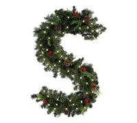 Ghirlanda di Natale, ghirlanda natalizia con luci, 1,5 m alimentata a batteria, 2 modalità di illuminazione, ghirlanda di bacche rosse di Natale spessa all'aperto per, caminetto, decorazioni