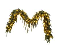 Ghirlanda Di Natale Illuminata - Tralcio Di Cipresso Artificiale Da 2,7 M, Cordino Decorativo Con 90 LED, Verde Realistico | Festivo Per Interni Ed Esterni Finestra Albero Ingresso Soggiorno Fe