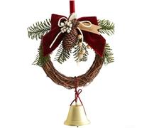 Ghirlanda Di Natale In Con Fiocchi Di per velluto Pigne Campanelli | Solid Wood, Red per velvet Bows, Realistic Pinecones, Jingle Bells, Rustic Tree Decor, Mantelpiece Garland Accent