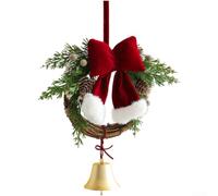 Ghirlanda Di Natale In Con Fiocchi Di per velluto Pigne Campanelli | Solid Wood, Red per velvet Bows, Realistic Pinecones, Jingle Bells, Rustic Tree Decor, Mantelpiece Garland Accent
