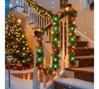 Ghirlanda di Natale LED 14.8 Piedi (4.5m) con 50 Luci Colorato - Adatta per Interni ed Esterni, Batteria, per Scale, Camino, Porta