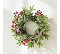 Ghirlanda di Natale, Neve Che Cade, Piccola Ciliegia, Frutti Rossi, Architrave Decorativo per Porta, Soggiorno - Anello Ghirlanda n. 40 verde/300 g Decorazioni Autunnali