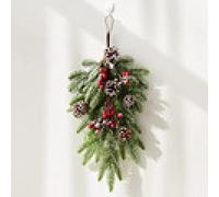 Ghirlanda di Natale Neve Che Cade Piccola Ciliegia Rossa Decorazione con Architrave della Porta Soggiorno-Albero capovolto/200 g Anello Ghirlanda Decorazioni Autunnali