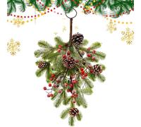 Ghirlanda Di Natale Per Porta | Corona A Goccia Con Bacche E Pigne Decorativa | Ghirlanda Per Porta d'Ingresso | Per Natale Mensola Portico Finestra Tavolo Festa Matrimonio Inverno Cucina