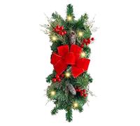 Ghirlanda di Natale - Rami di abete artificiale con fiocco | Ghirlande natalizie per il giardino, rami di abete e coni, ghirlanda, decorazione per porta | Decorazioni invernali per porte natalizie