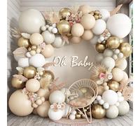 Ghirlanda di palloncini bianchi e oro con doppio farcito, ghirlanda di palloncini color crema e beige metallizzato, palloncino in lattice bianco neutro per baby shower, compleanno, anniversario