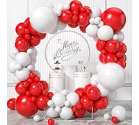 Ghirlanda di palloncini rossi e bianchi, 100 pezzi, bianco, rosso, con palloncini in lattice da 18/12/10/5 pollici, per baby shower, donna, compleanno, matrimonio, anniversario, San Valentino
