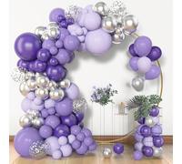 Ghirlanda di palloncini viola argento, 150 pezzi, con palloncini viola, coriandoli metallici, per ghirlande, archi, compleanni, matrimoni, lauree, decorazioni