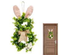 Ghirlanda di Pasqua artificiale da 45,7 cm | Corona di coniglio da fattoria per decorazione della porta anteriore, per parete, portico, cucina, matrimonio, festa, casa e decorazione tempor