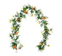 Ghirlanda di Pasqua primaverile | Ghirlanda di foglie verdi fatte a mano con carote - Ghirlanda di eucalipto di Pasqua Craeative Fake per recinzione, arco nuziale, fattoria