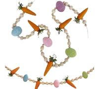 Ghirlanda di Pasqua primaverile, perline di legno rustiche, decorazione da appendere a forma di di carota, catena di corona, incantevole decorazione natalizia per casa, camera da , camera da