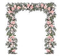 Ghirlanda di peonie artificiali da 1,8 m con fiori misti per decorazione di matrimoni e casa, adatta per drappeggio su caminetti, telai di porte, pareti e scale