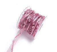 Ghirlanda di Perle con Organza, 8 3 mm, Nastro di Perle, Nastro Regalo, Nastro alla Moda, Nastro Decorativo da Appendere, Decorazione da Tavolo, per Matrimonio, Natale, Battesimo, Compleanno, Rosa