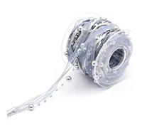 Ghirlanda di Perle con Organza,8 3 mm,Nastro di Perle,Nastro Regalo,Nastro alla Moda,Nastro Decorativo da Appendere,Decorazione da Tavolo,per Matrimoni,Natale,Battesimi,Compleanni,Colore: Grigio