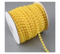 Ghirlanda di perline 3 metri 6mm larghezza metà tondo flatback imitazione perla perline catena cucito decorazione torta trucco e composizioni nuziali Per matrimoni(AB Yellow)