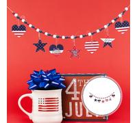 Ghirlanda di perline di legno con ciondolo per il Giorno dell'Indipendenza il 4